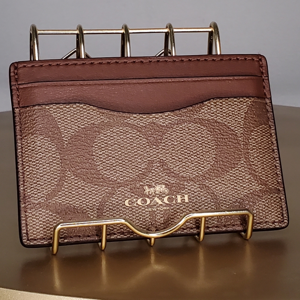 Coach Signature Canvas Cardholder Wallet